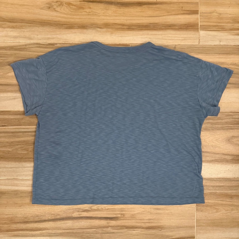 Title Nine Womens XL Blue Slub Knit Short‎ Sleeve Boxy Crewneck T-Shirt Tee - Picture 3 of 5